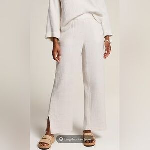 NWT Pure Jill Textured Cotton-Gauze Pants Size XL Cream Multi Beachy Relaxed